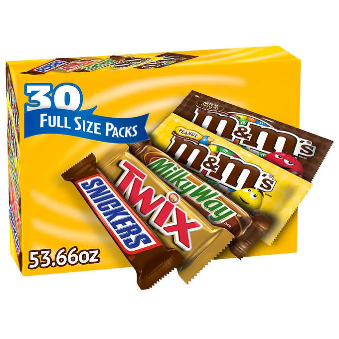 Costco M&M's, Snickers, and more chocolate candy bars variety pack 30-count