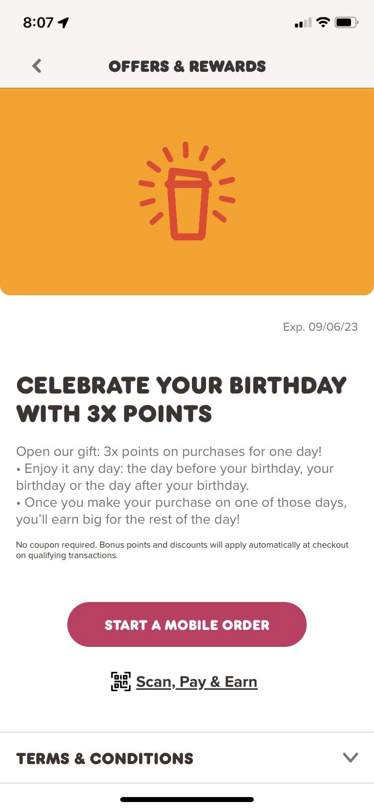 Dunkin birthday rewards