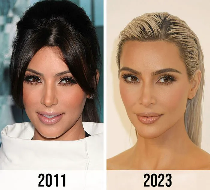 Kim Kardashian in 2011 vs. 2023