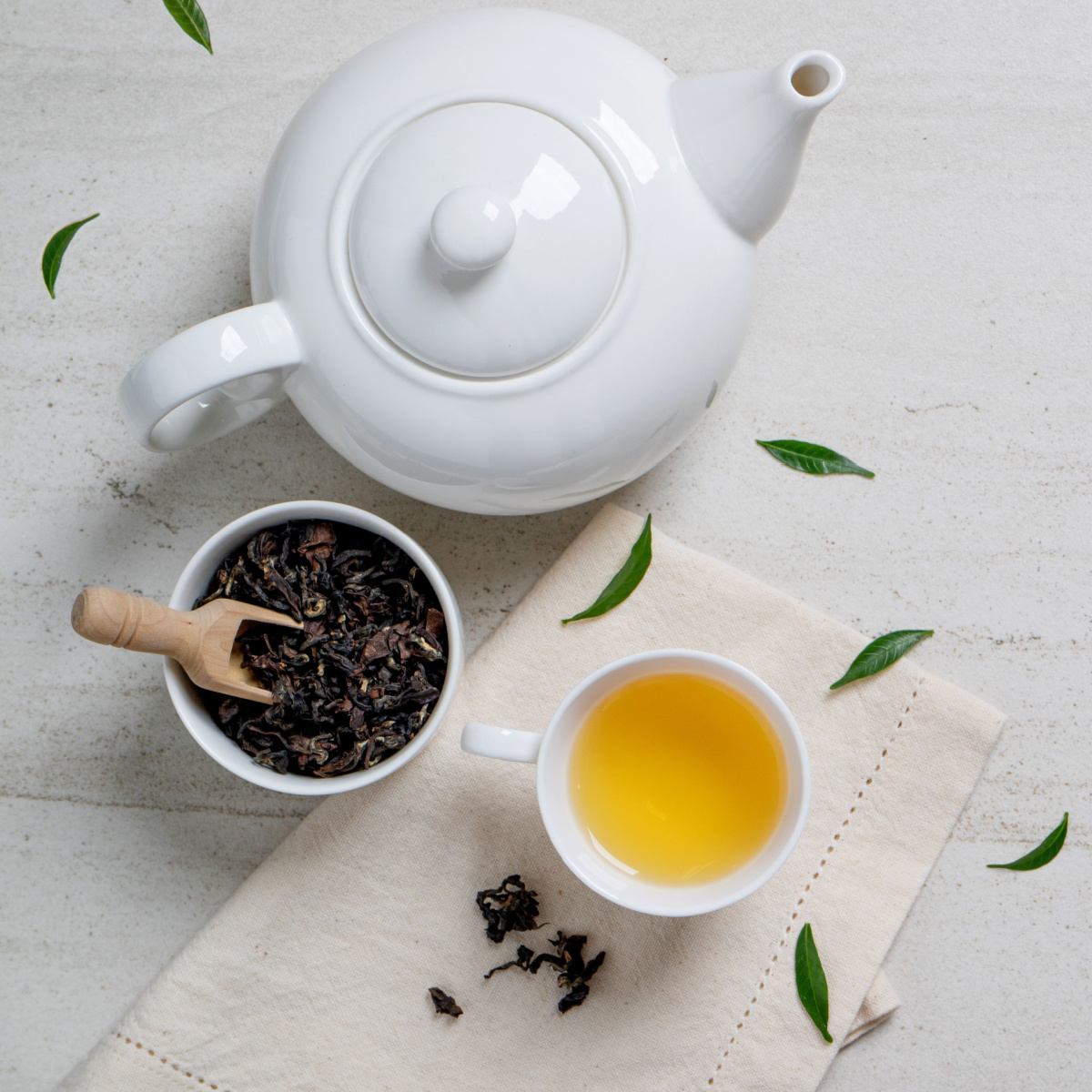 green tea and teapot