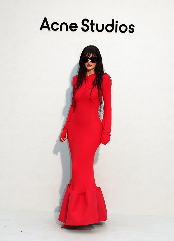 Kylie Jenner Acne Studios fashion show 2023 red dress