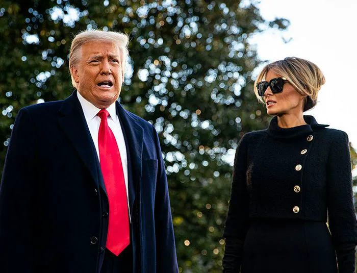 Melania and Donald Trump at the White House, January 20, 2021.