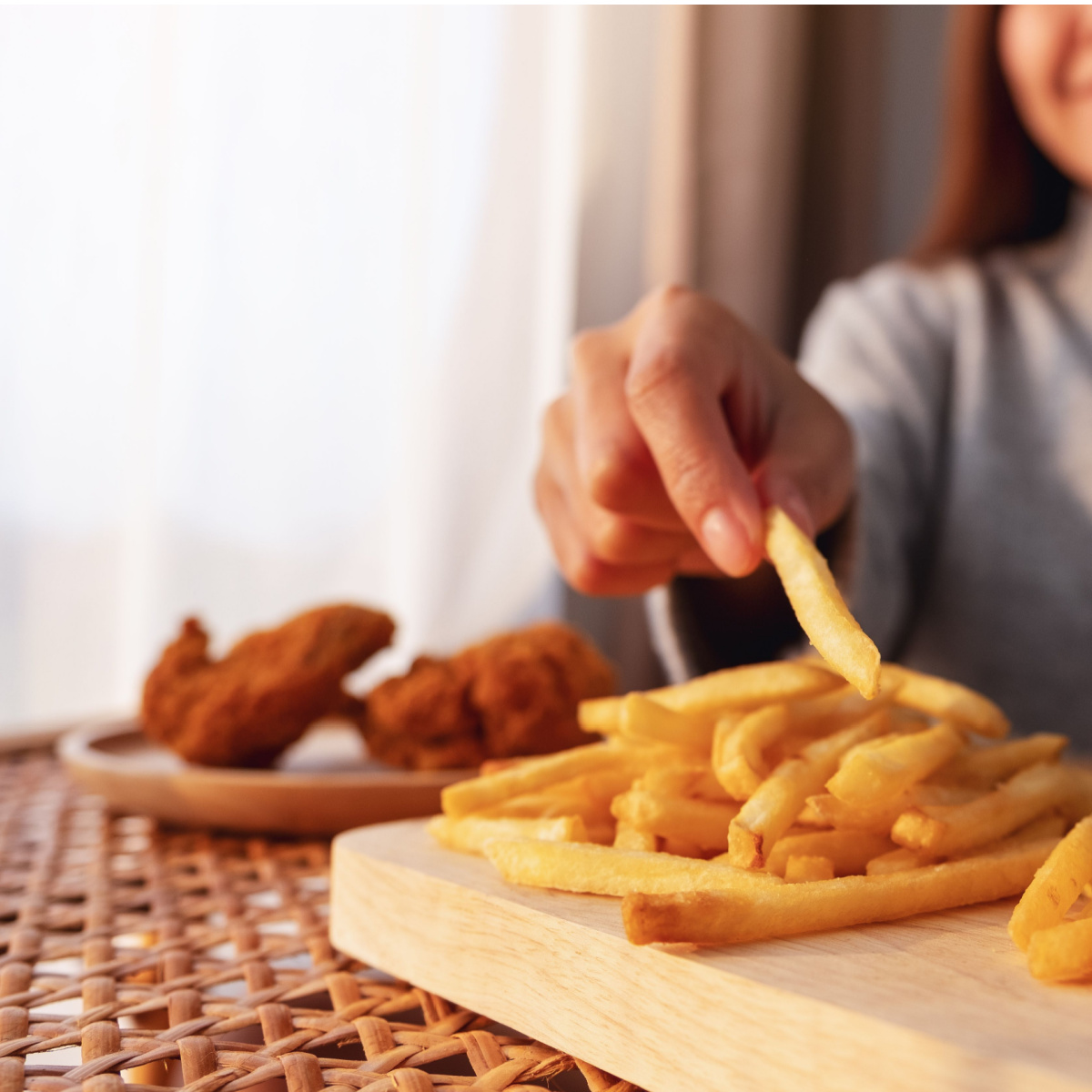 french fries chicken wings