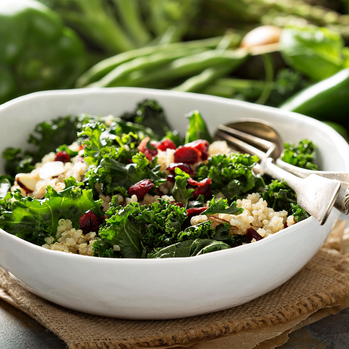 kale salad with quinoa and berries