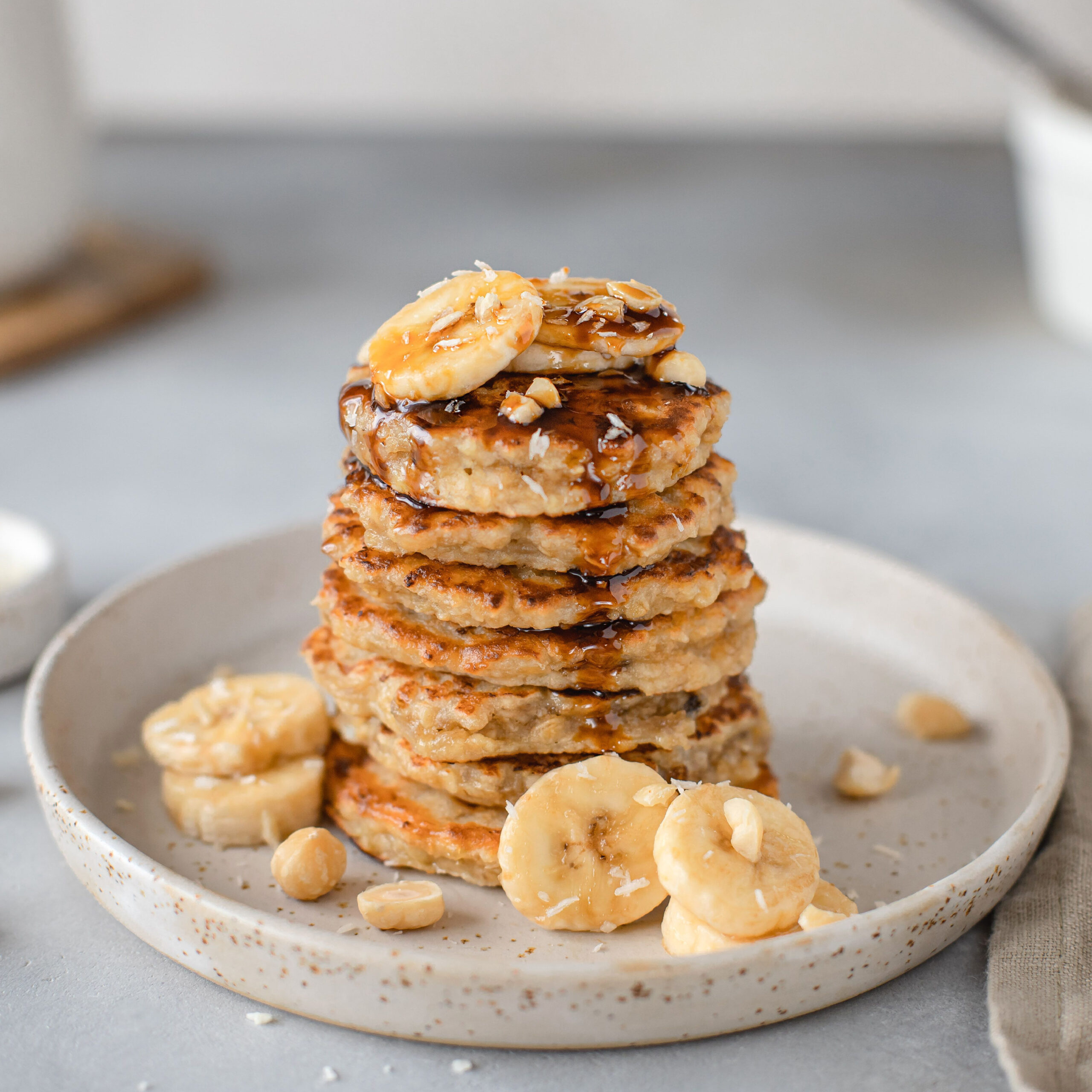 stack of oatmeal protein pancakes
