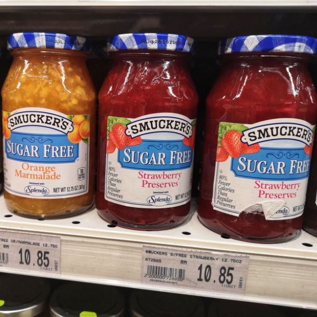 sugar-free jam on shelves