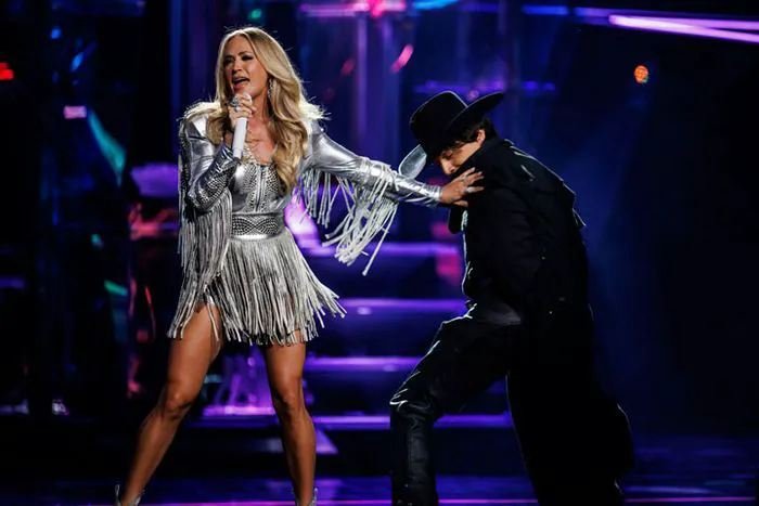 carrie underwood denim dress See Carrie Underwood's Best Looks from Her Denim & Rhinestones Tour