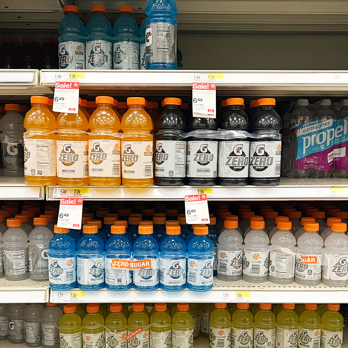 sports drinks on shelves