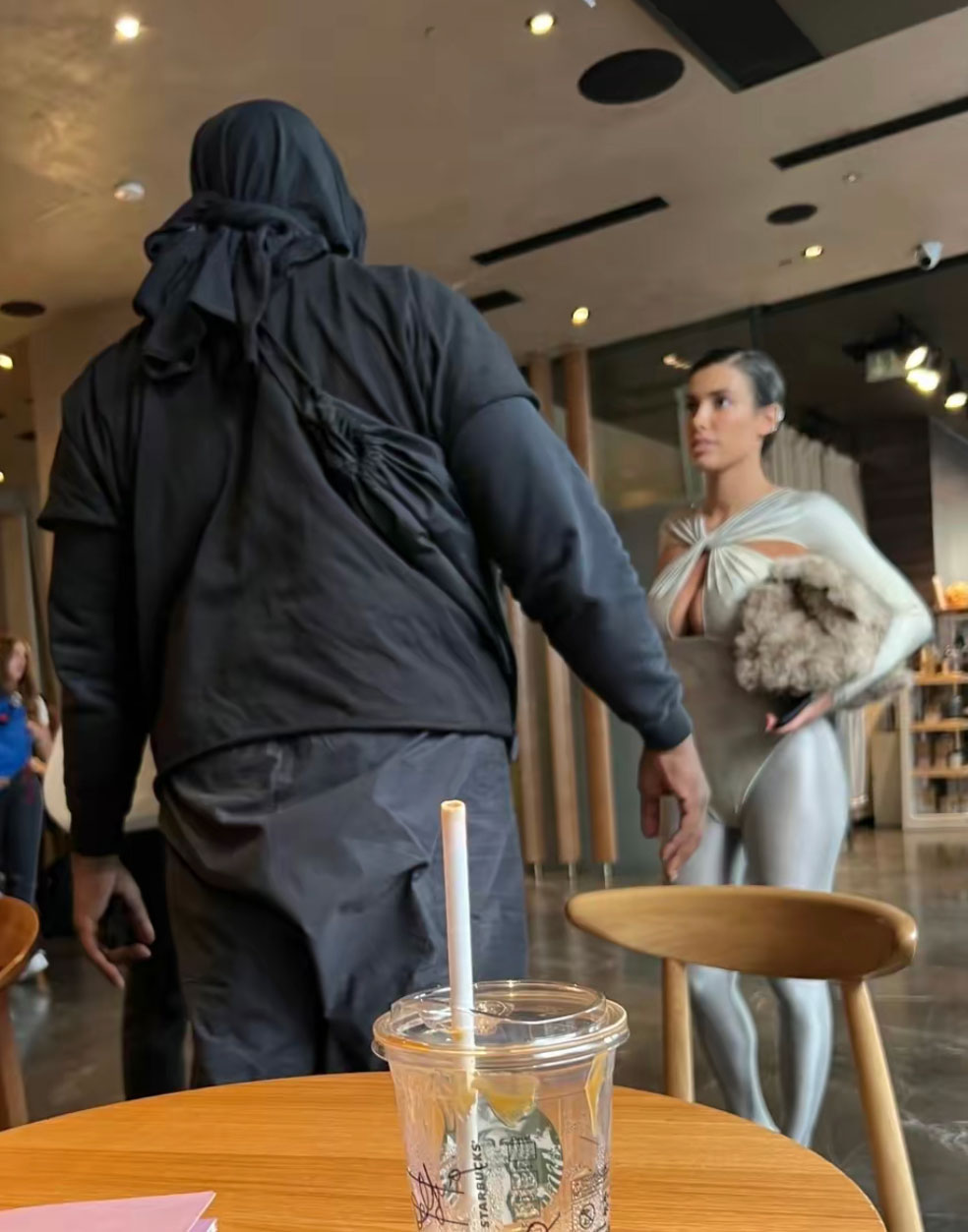 Kanye West Bianca Censori Starbucks Milan