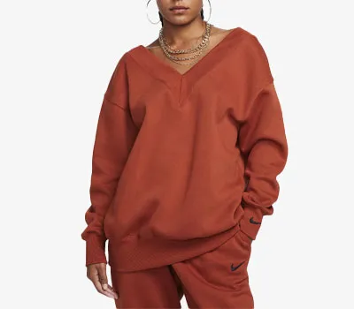 Women's oversized V-neck sweatshirt from Nike's Phoenix Fleece.