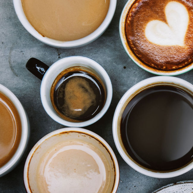 cups of coffee of various shapes and sizes