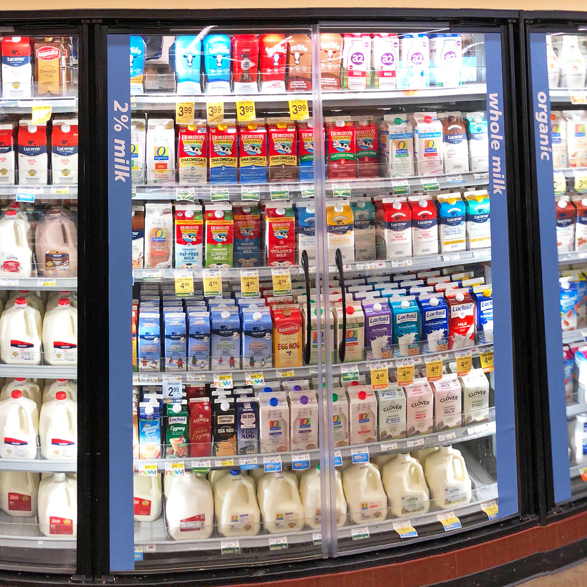 dairy section at grocery store