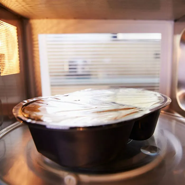 tv dinner in microwave