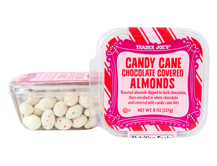 trader joe's candy cane chocolate covered almonds