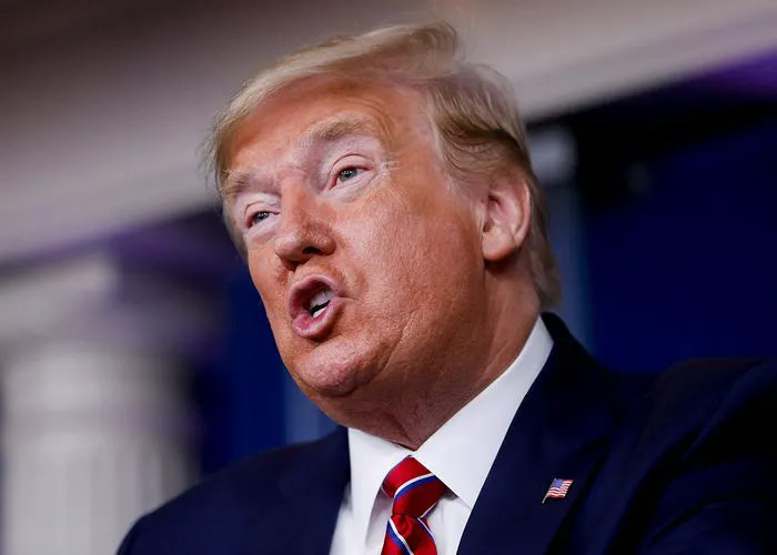 Donald Trump speaking at a Coronavirus Task Force conference