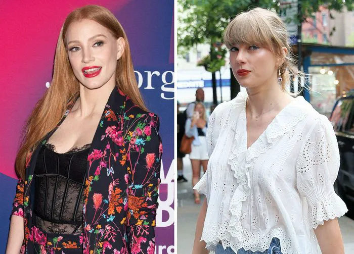 Jessica Chastain and Taylor Swift posing together at an event.