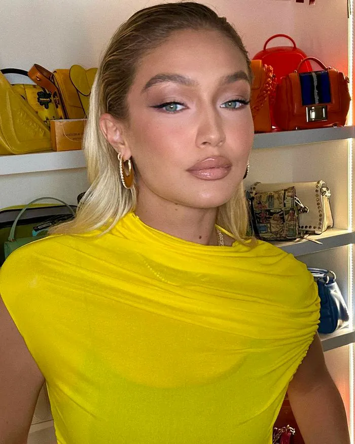Gigi Hadid showcasing latte-inspired makeup look