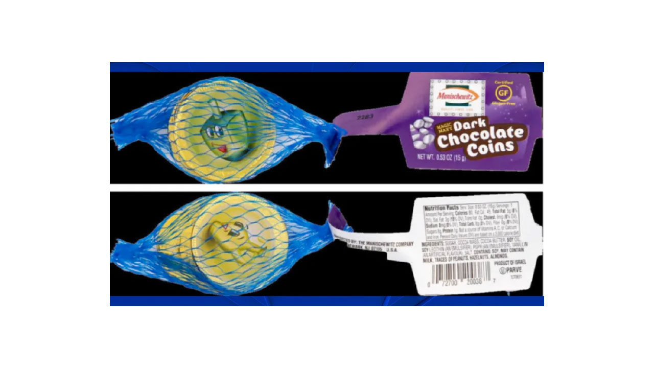 recalled dark chocolate coins