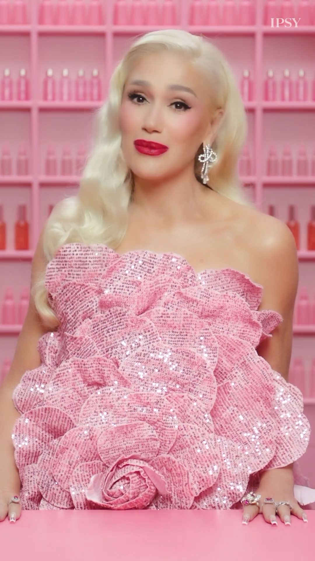 Gwen Stefani pink dress Ipsy collaboration