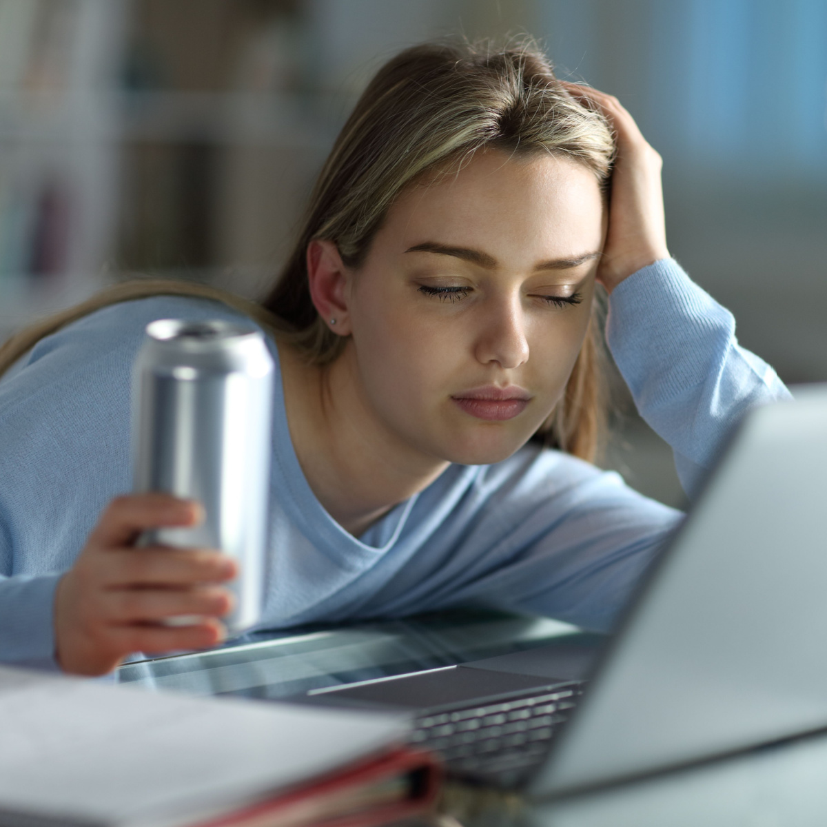 girl drinking energy drink