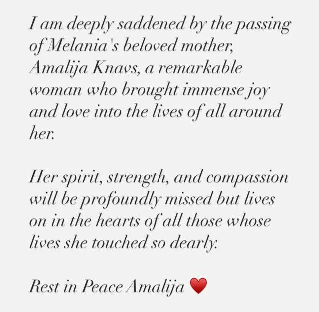 ivanka trump IG stories melania's mother tribute