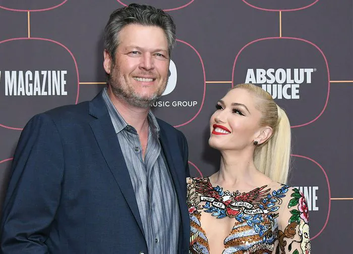 Gwen Stefani and Blake Shelton at Warner Music Group Pre-Grammy Party 2020.