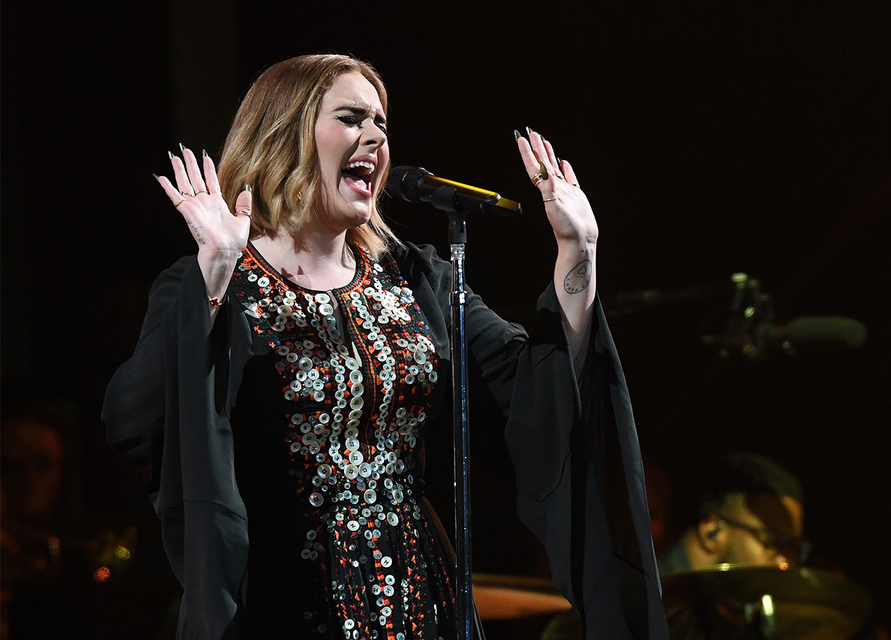 Adele performing at Glastonbury Festival