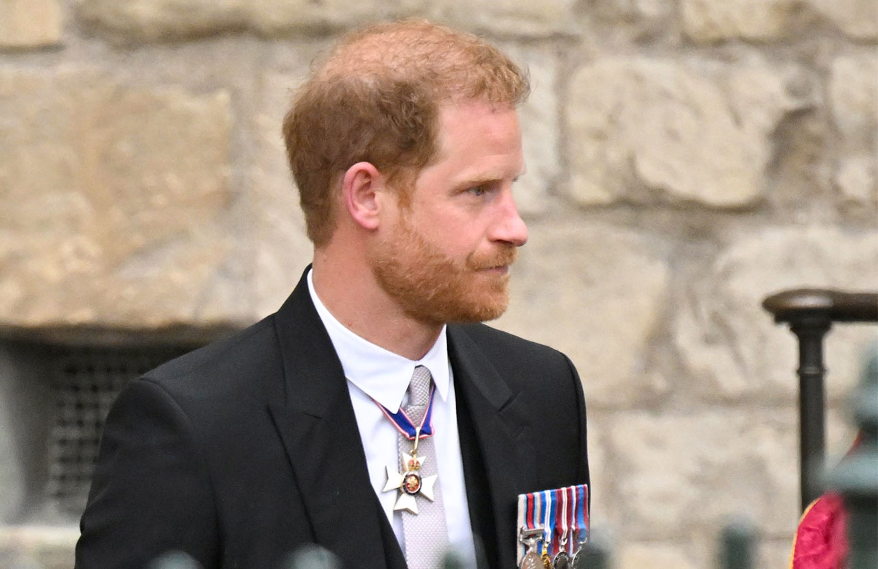 Prince Harry leaving King Charles' coronation