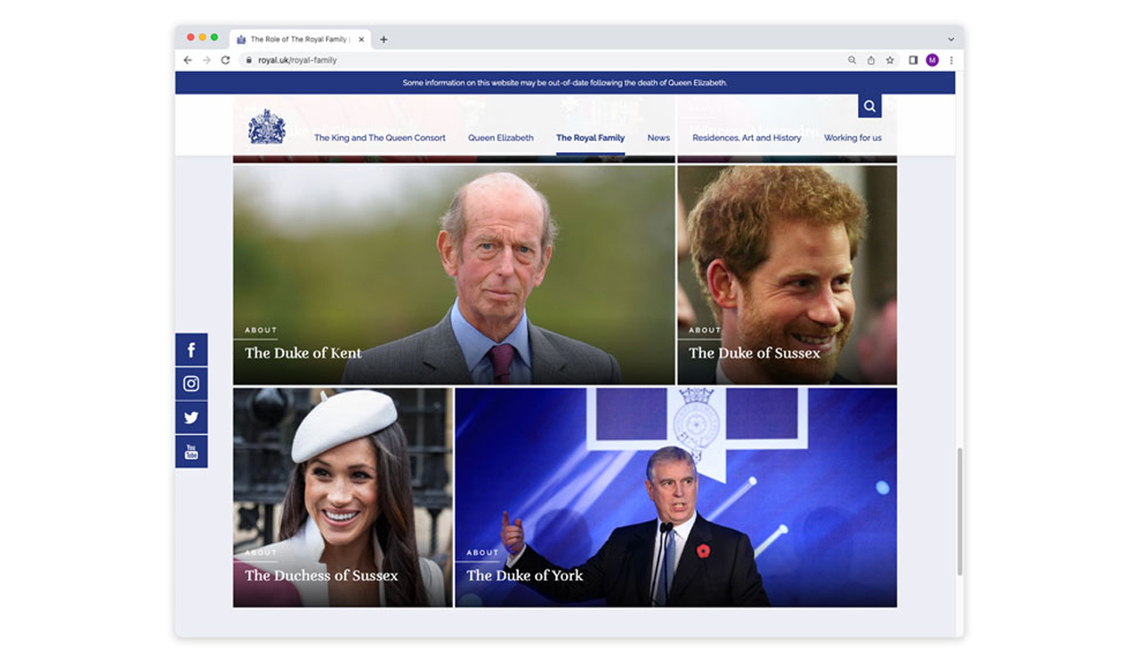 Royal Family website screenshot 2023