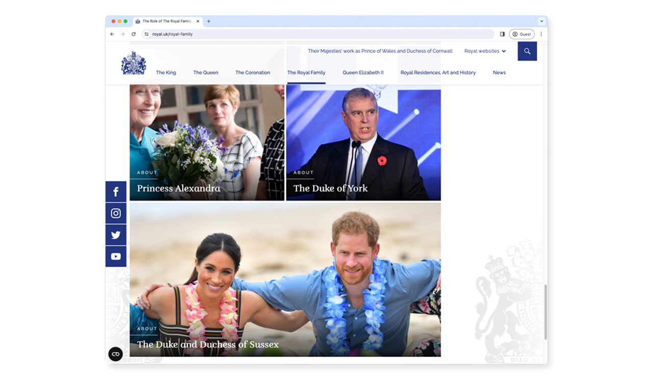 Royal Family website screenshot 2024