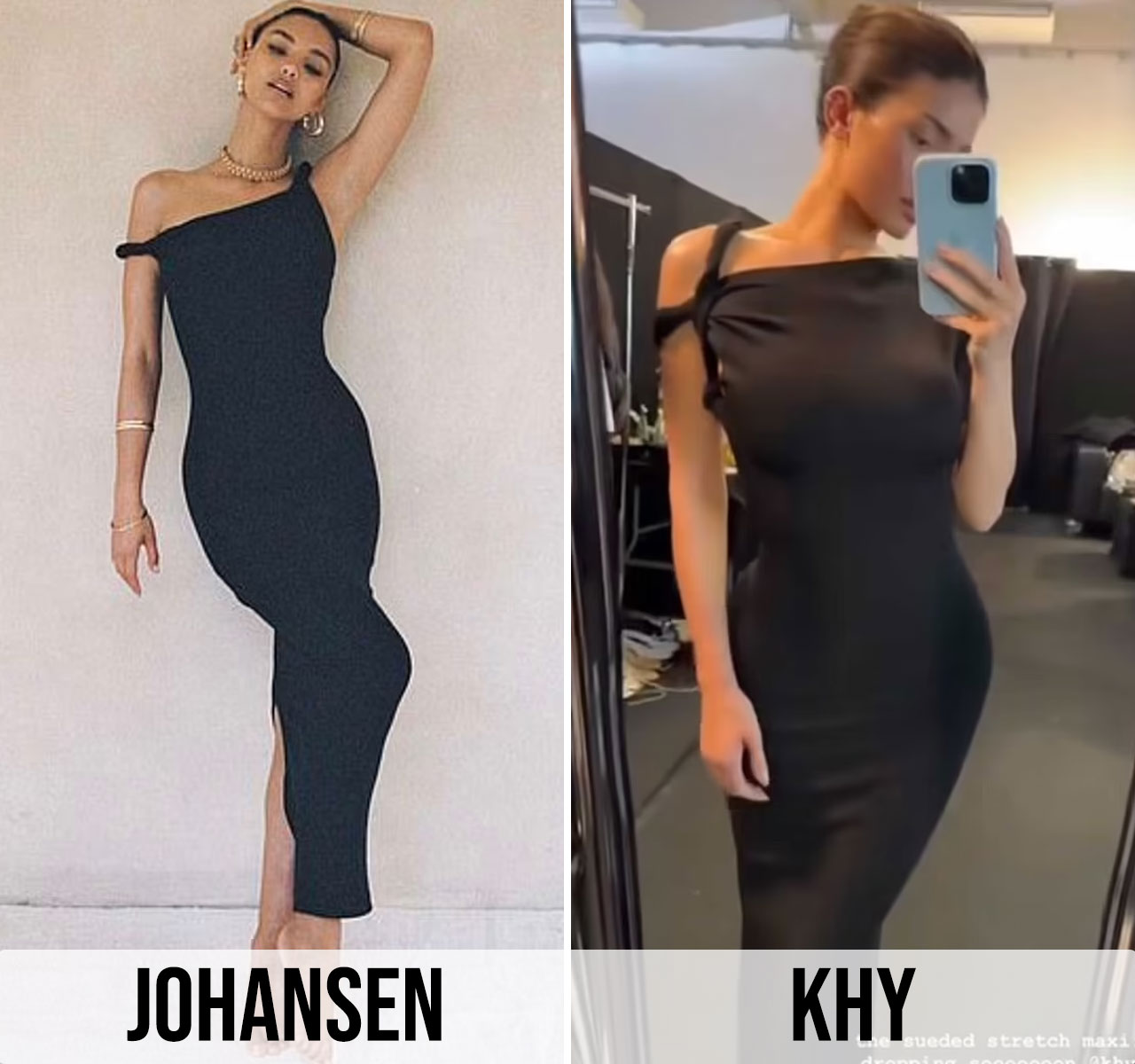 Johansen vs Kylie Jenner black dress design