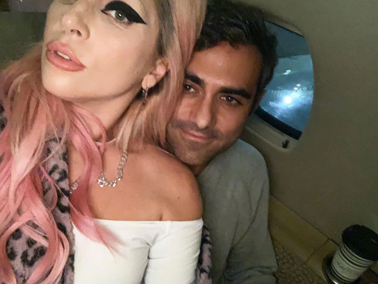 Lady Gaga pink hair with boyfriend Michael Polansky