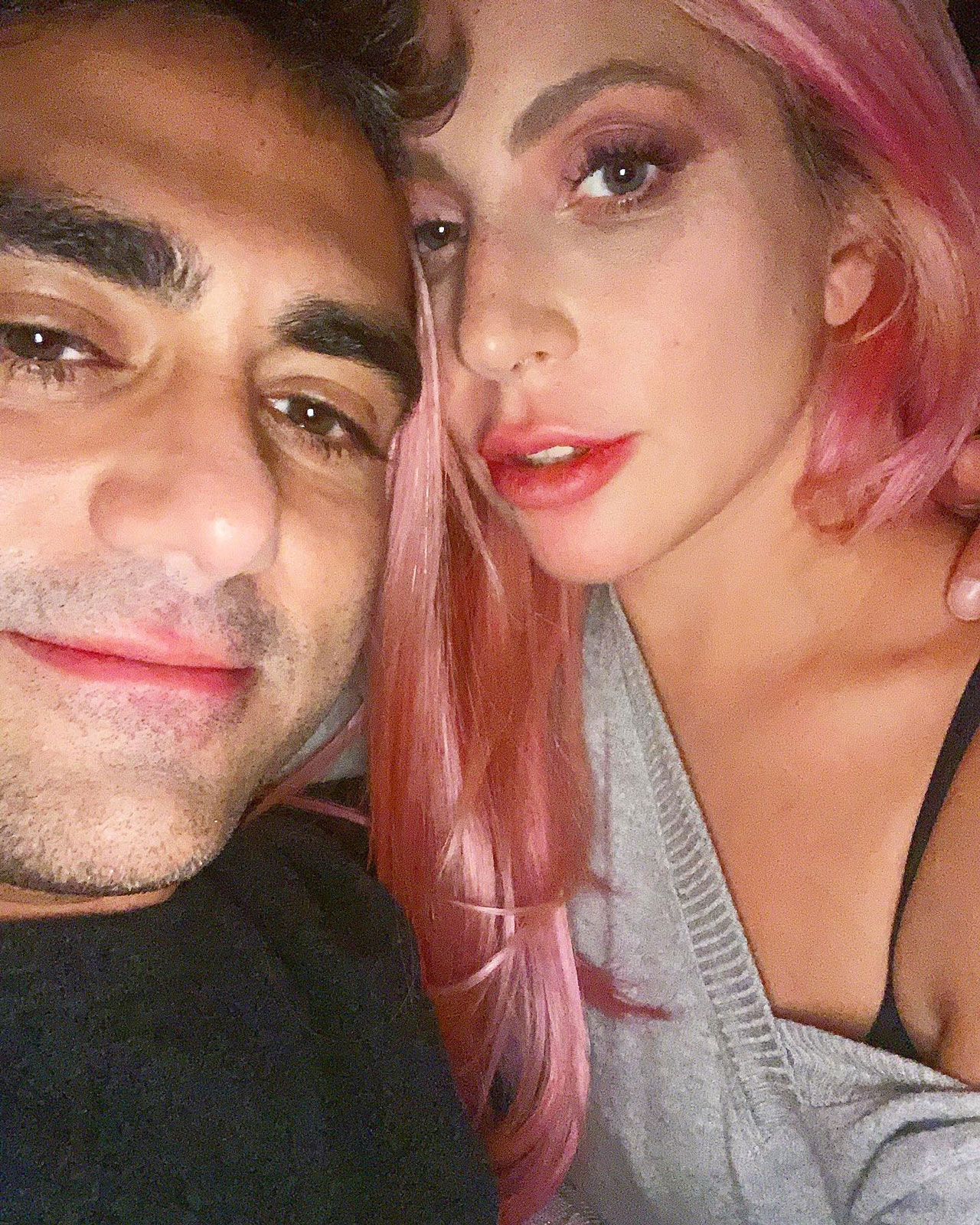 Lady Gaga pink hair with Michael Polansky