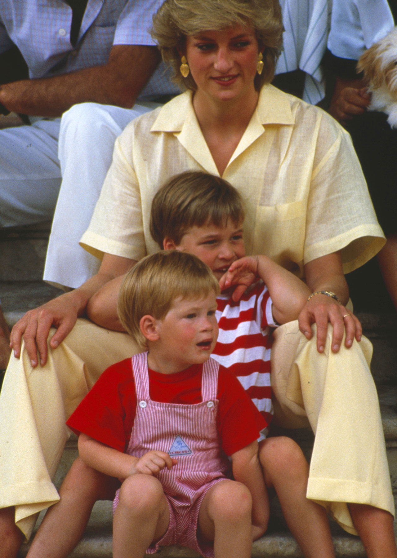 Princess Diana with Prince Harry and Prince William in Majorca Spain 1987