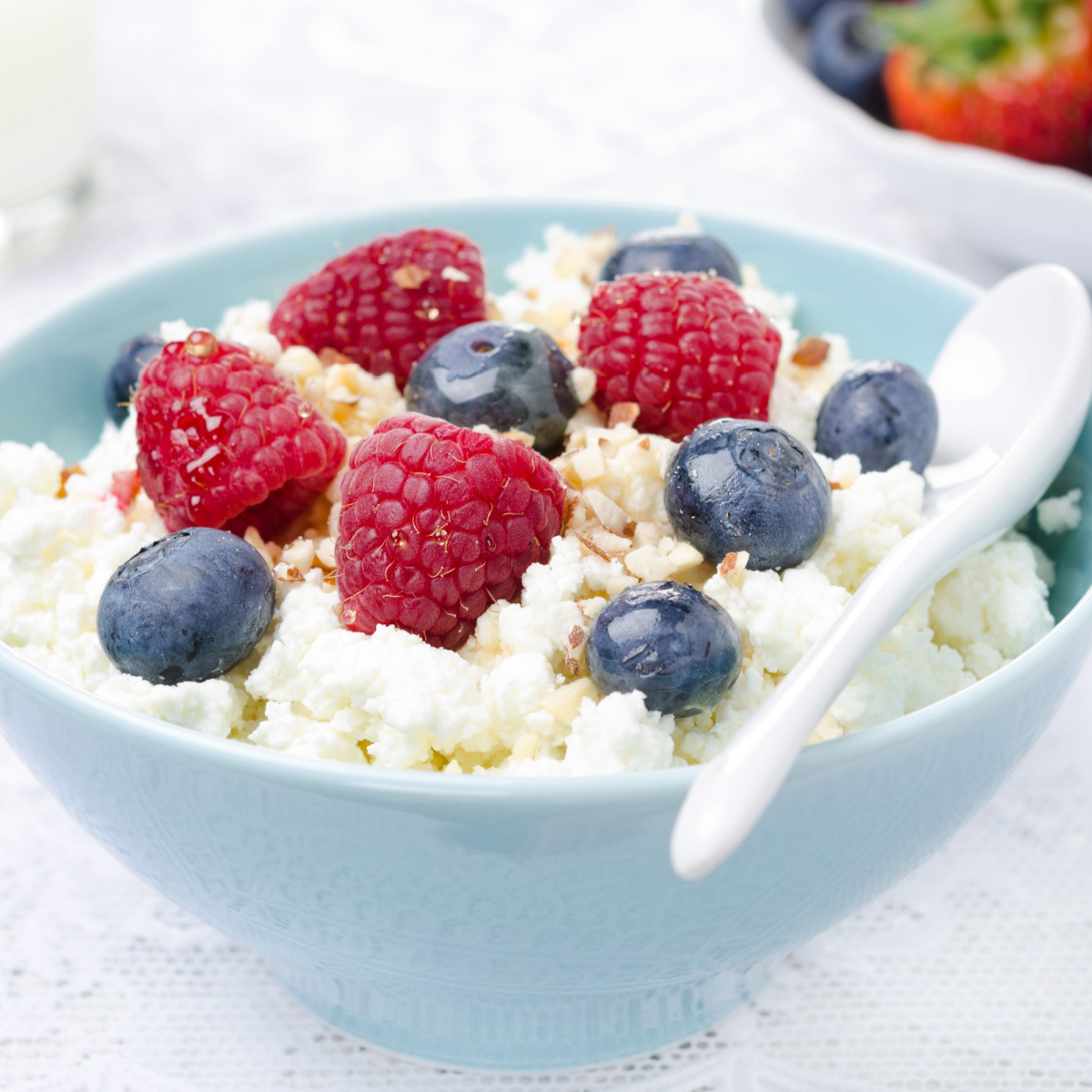 bowl of cottage cheese with fruit
