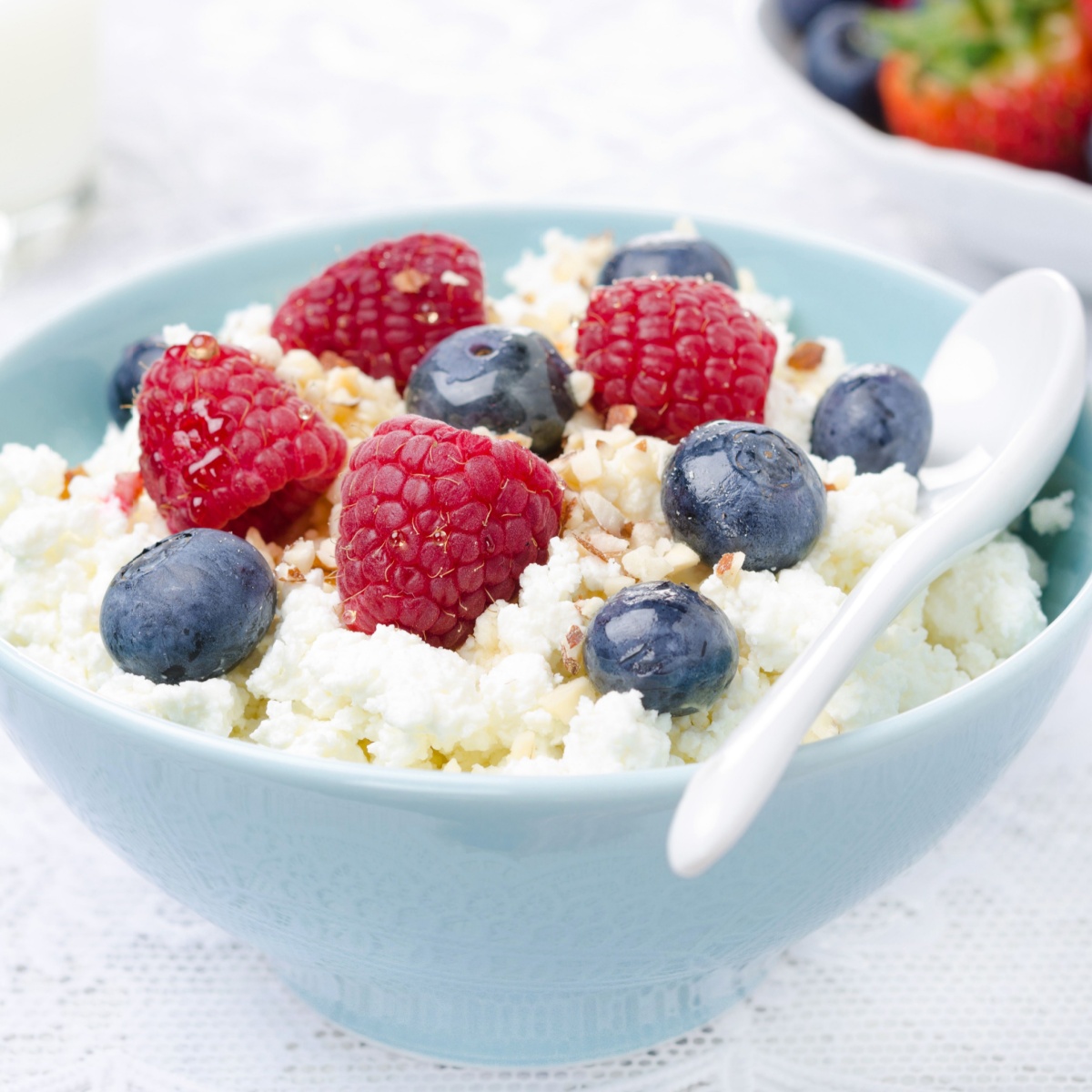 bowl of cottage cheese with fruits