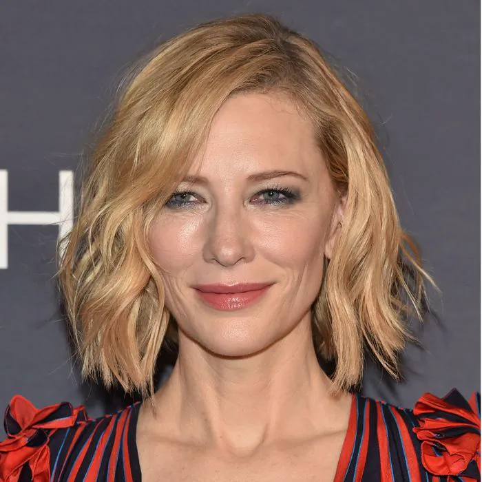 Cate Blanchett's elegant and modern hairstyle choice.
