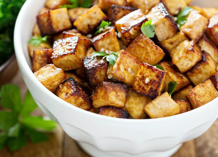 stir fried tofu in a bowl