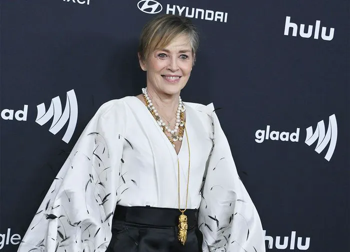 Sharon Stone at the 35th annual GLADD Media Awards red carpet.