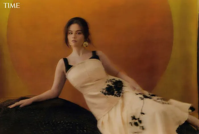 selena gomez halter dress Wows In A Chic For 'Time' Cover And O high100