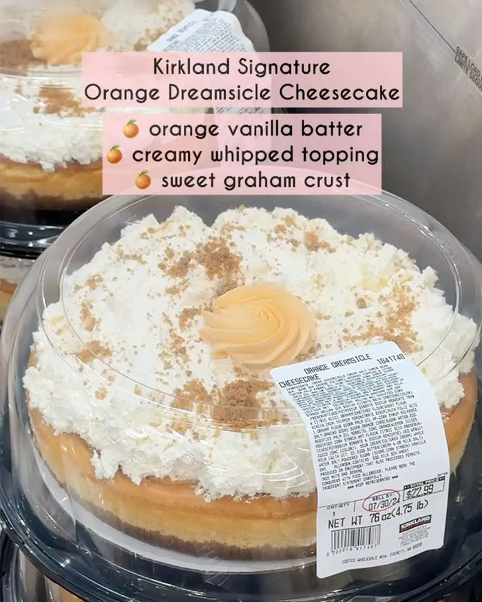 Kirkland Signature Orange Dreamsicle Cheesecake from Costco on display