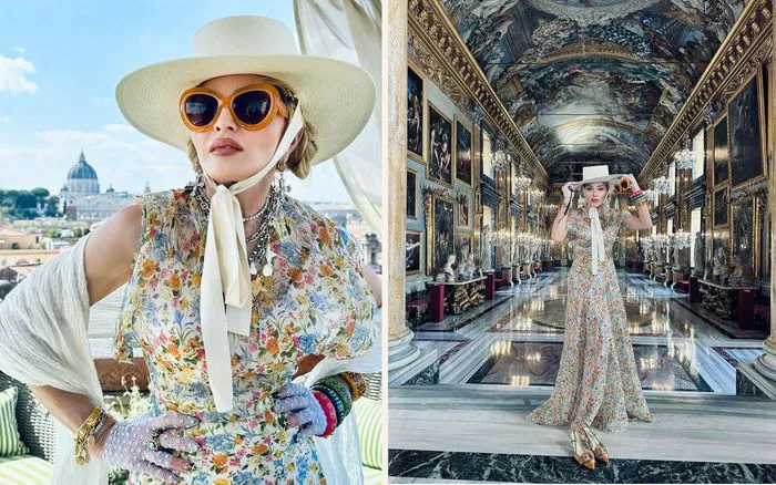 Madonna floral dress in Rome on Instagram