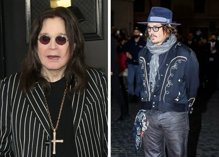 Ozzy Osbourne and Johnny Depp sharing a light moment at an event.