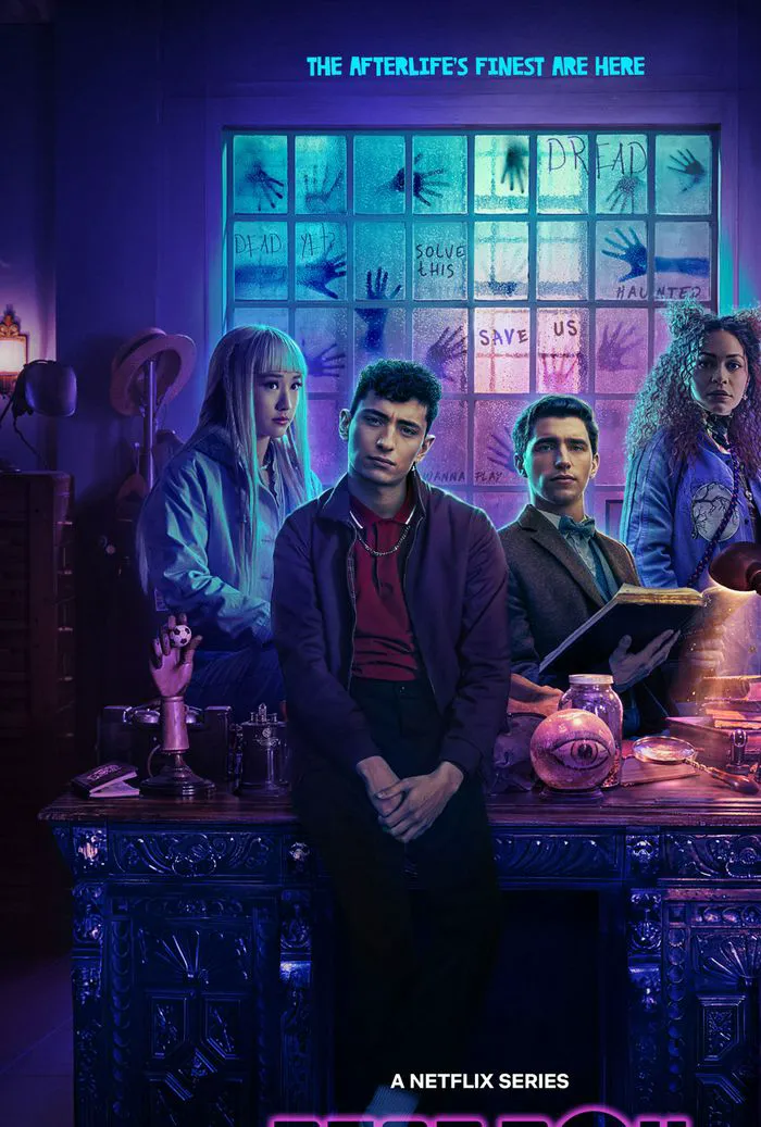 Poster for Netflix's "Dead Boy Detectives" featuring supernatural investigations.
