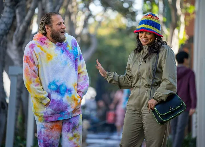 Jonah Hill filming You People with Lauren London 2023