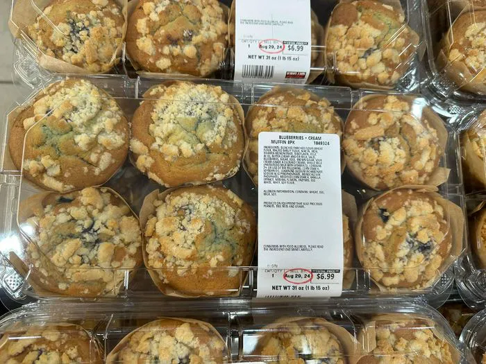 Fresh blueberry cream muffins from Costco's bakery.