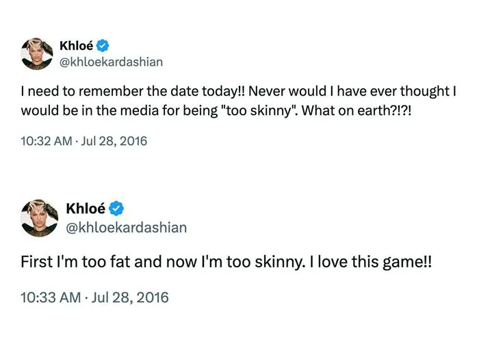 Khloe Kardashian 2016 tweets about weight