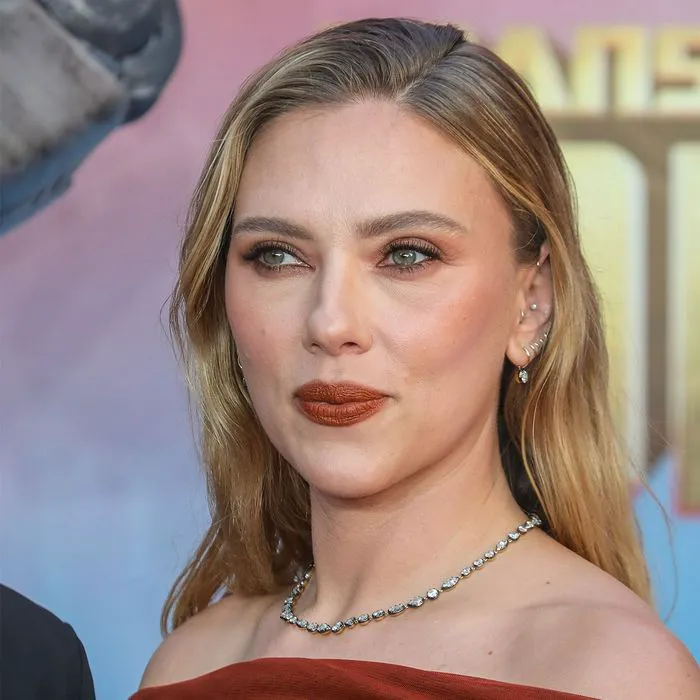 Scarlett Johansson at European premiere of Transformers One, glamorous appearance.