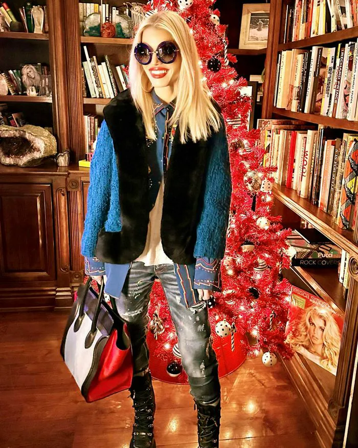 Jessica Simpson celebrating Christmas in 2022 with festive cheer.