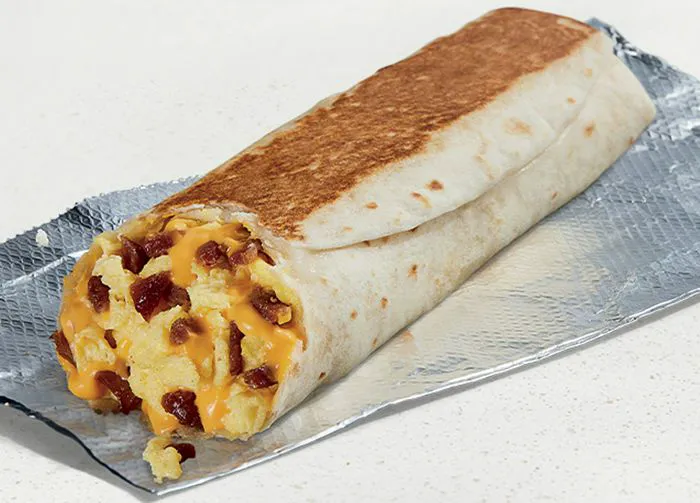 cheesy toasted breakfast burrito